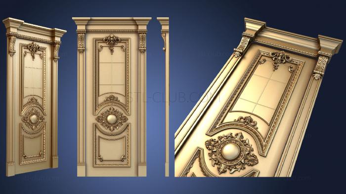 Carved door in a classic style with trim